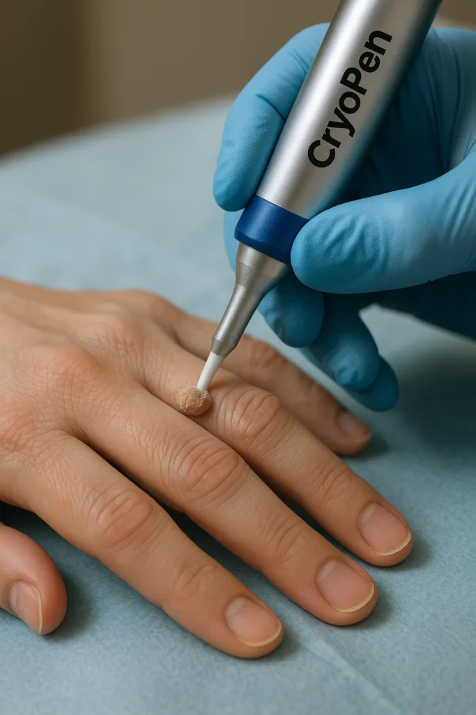 example of cryopen wart removal West Drayton treatment on a persons finger